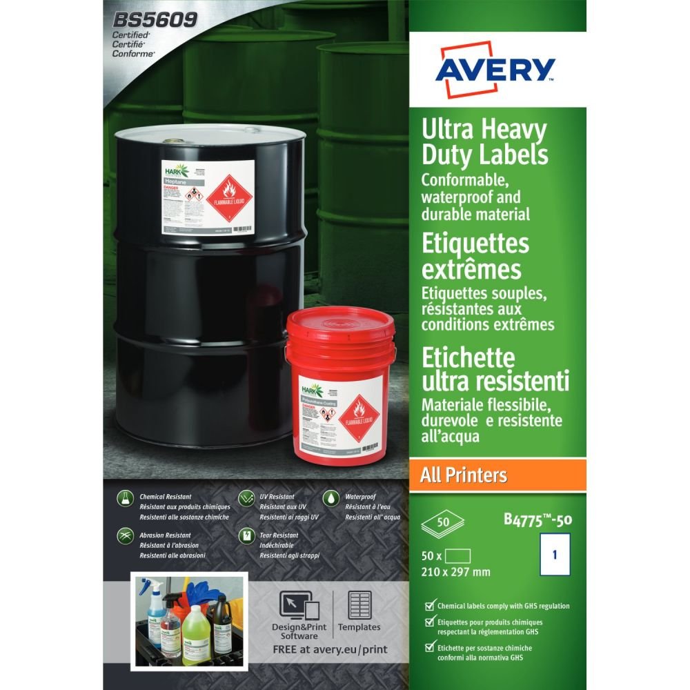 AVERY B4775-50 ULTRA RESISTANT LABELS 50