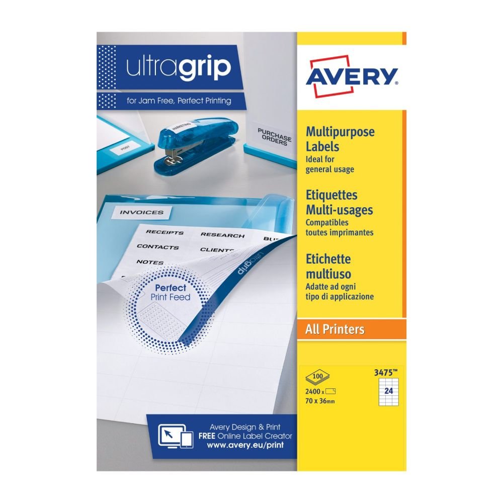 AVERY 3475 MULTIPURPOSE LABELS 100 SHEET