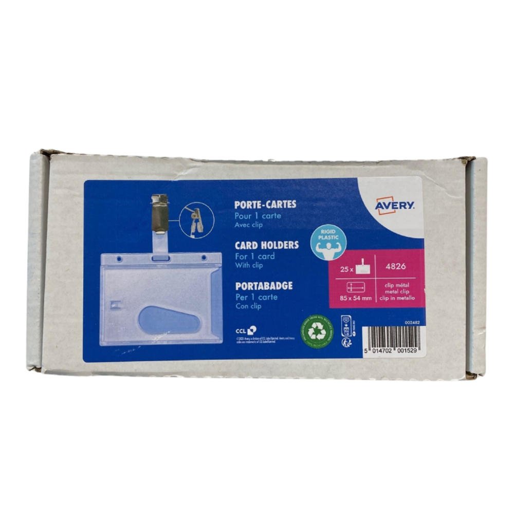 SECURITY BADGE HLDR W CLIP 54X85MM PK25