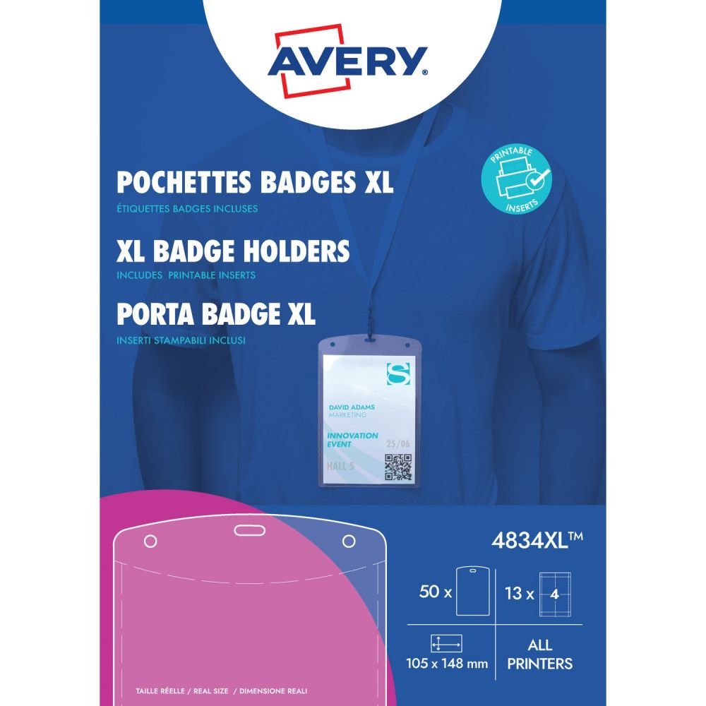 AVERY 4834 LARGE A6 BADGE HOLDERS WITH I