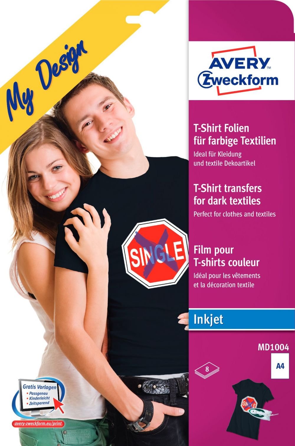 AVERY MD1004 210 X 297MM TEXTILE TRANSFE