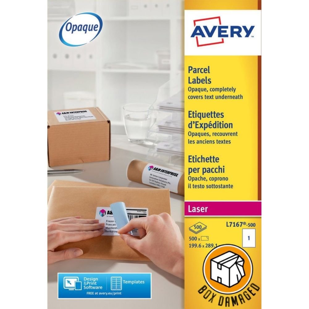 AVERY BOX DAMAGED - L7167-500 PARCEL LAB