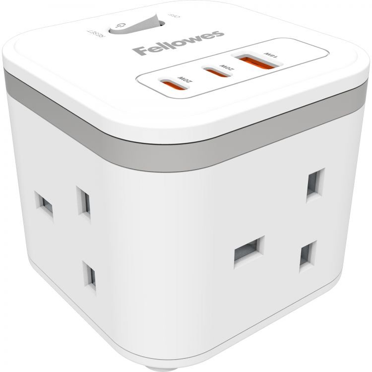 FELLOWES POWER CUBE 3 SOCKETS, 1 USB-A A