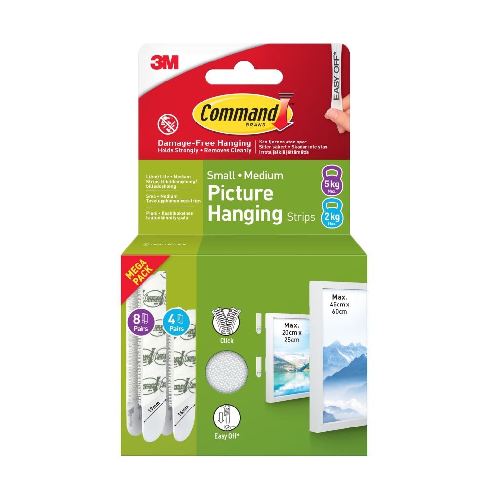 COMMAND PICTURE STRIPS 4 PAIRS SMALL + 8