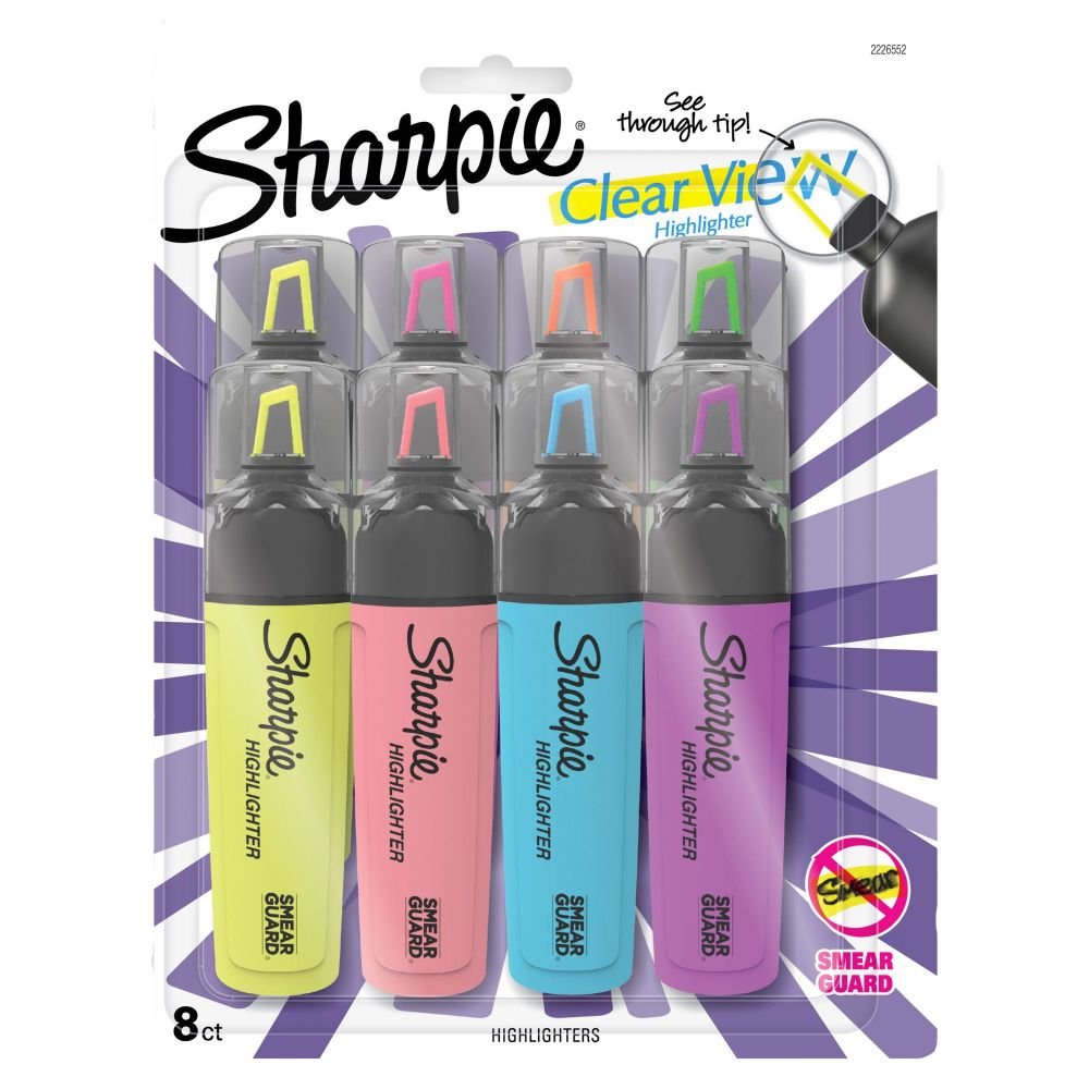 SHARPIE TANK HIGHLIGHTERS CLEARVIEW ASS