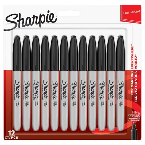 Sharpie Permanent Marker Black Fine Blister 12 Sharpie Permanent Marker Black Fine Blister 12