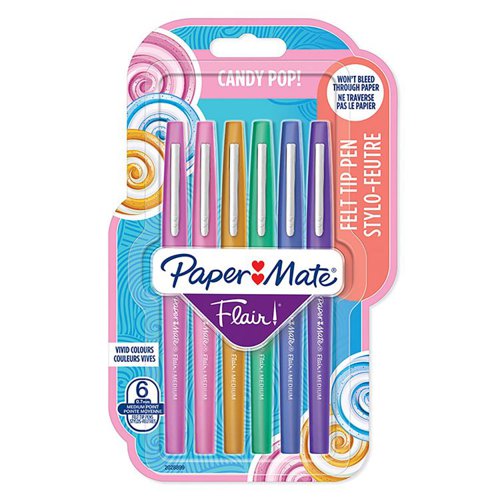 Paper Mate 2028899 6 Pack Assorted colours Flair Candy Pop Felt Pens Box of 12 packs Paper Mate 2028899 6 Pack Assorted colours Flair Candy Pop Felt Pens Box of 12 packs