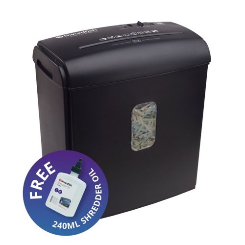 Swordfish 800XC-P4 Cross Cut Shredder with a Free 240ml Bottle of Oil Swordfish 800XC-P4 Cross Cut Shredder with a Free 240ml Bottle of Oil