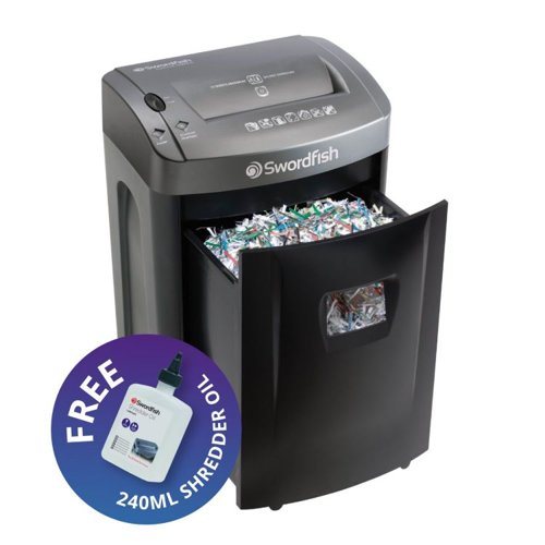 Swordfish 1500XCD Cross Cut Shredder with a Free 240ml Bottle of Oil Swordfish 1500XCD Cross Cut Shredder with a Free 240ml Bottle of Oil