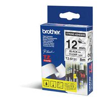 Brother TZES131 Black on Clear 8M x 12mm Strong Adhesive Tape