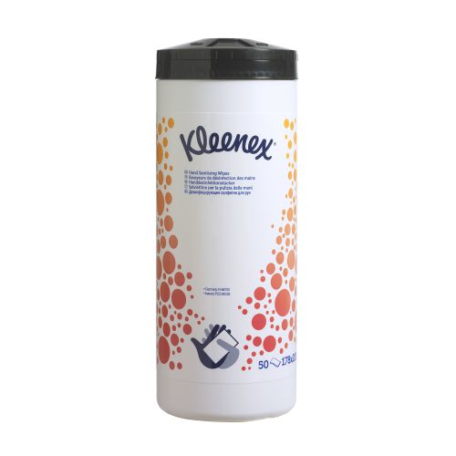 Kleenex Hand and Surface Sanitising Wipes Sheet Size 178x200mm Tub Ref 7784 [50 Wipes]