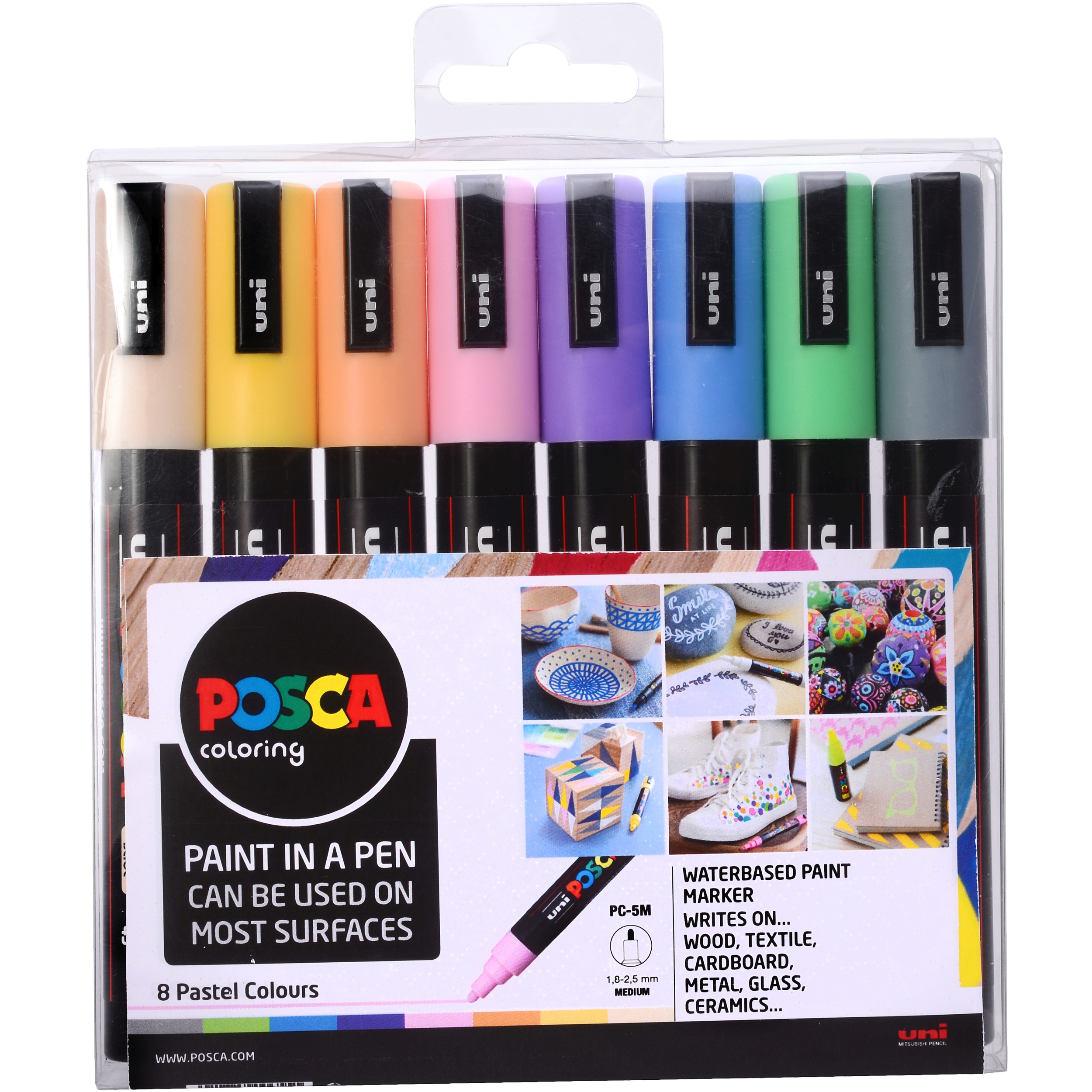 POSCA 8 PACK PAINT MARKERS 5M MEDIUM PAS