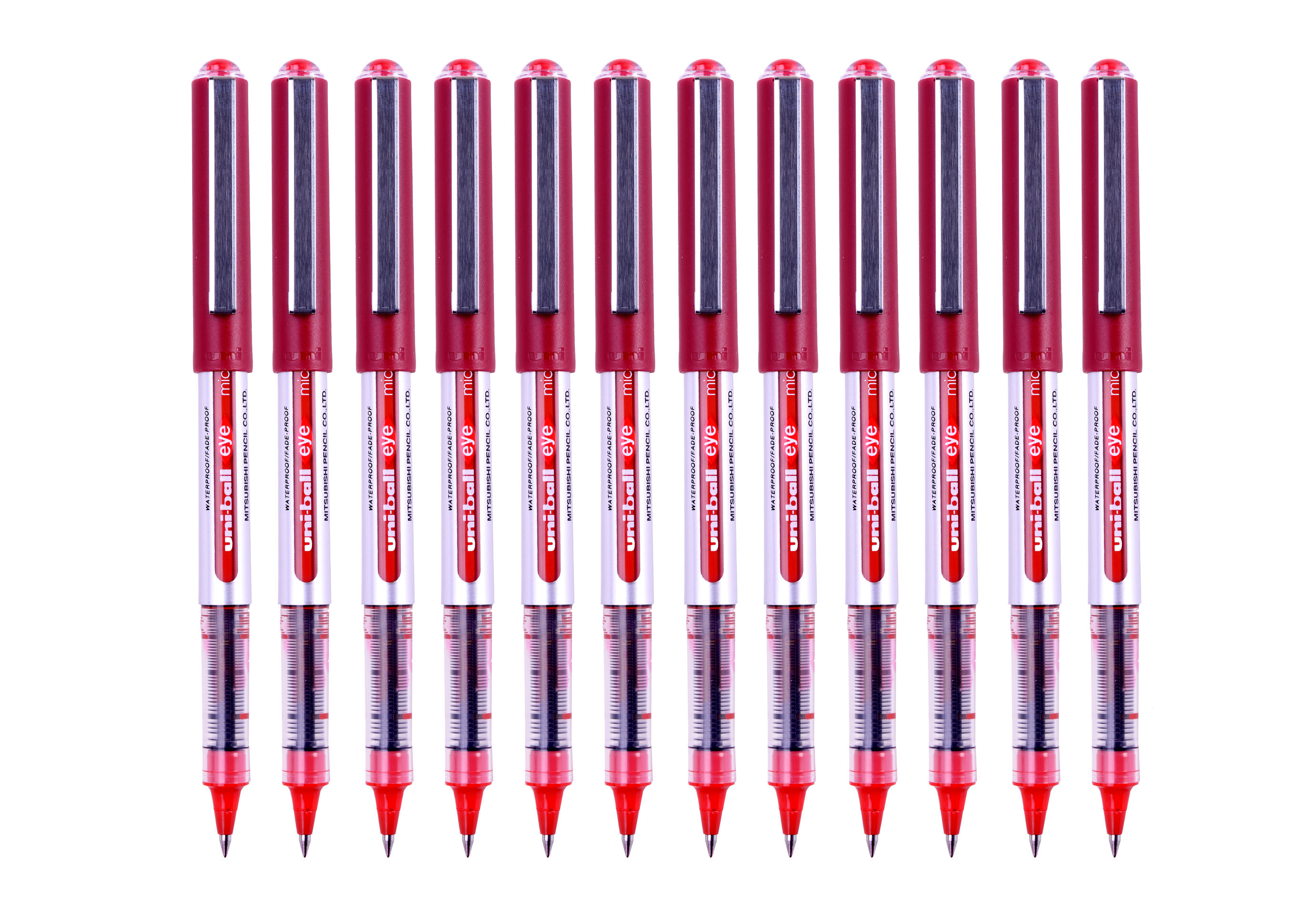 uni-ball Eye Micro UB-150 Liquid Ink Rollerball Pen 0.5mm Tip 0.3mm Line Red  (Pack 12) - 162560000 (10109UB)