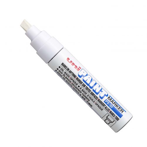 Uni Paint Marker Chisel Tip Broad Point PX30 Line Width 8.0mm White Ref 151183000 [Pack 6]