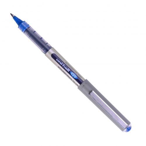 Rollerball Pens uni-ball Eye Fine UB-157 Liquid Ink Rollerball Pen 0.7mm Tip 0.5mm Line Blue (Pack 12)