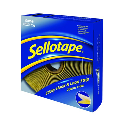 Sellotape+Sticky+Hook+%26+Loop+Strip+20mm+x6m+1445180