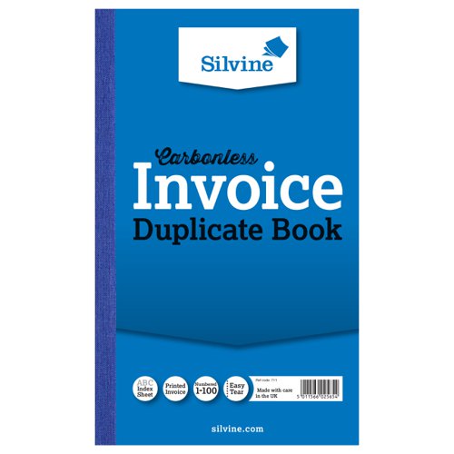 Silvine+Duplicate+Book+NCR+210x127mm+Invoice+711
