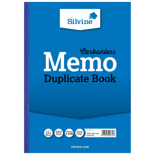 Silvine+Duplicate+Book+NCR+298x210mm+A4+Memo+714