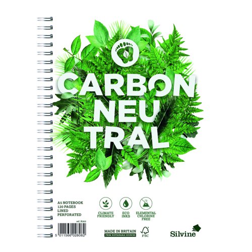Silvine+Carbon+Neutral+Notebook+A5+80gsm+120pages+R303