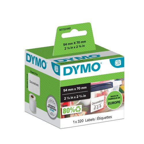 DYMO+LabelWriter+Multipurpose+Labels+54x70mm+White+%28320+Labels%29+99015+S0722440