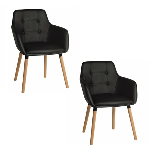 Teknik Office 4-Legged Reception Chair PU Black (Pack 2) 6929PU-BLACK Teknik Office 4-Legged Reception Chair PU Black (Pack 2) 6929PU-BLACK