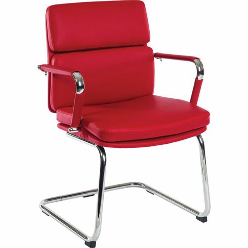 Teknik Office Deco Visitor Faux Leather Visitors Chair Red 1101RD Teknik Office Deco Visitor Faux Leather Visitors Chair Red 1101RD