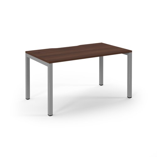 Connex 2 Scalloped Single Desk 1400x800mm Silver Frame/Walnut Top SCO148-S-W Connex 2 Scalloped Single Desk 1400x800mm Silver Frame/Walnut Top SCO148-S-W