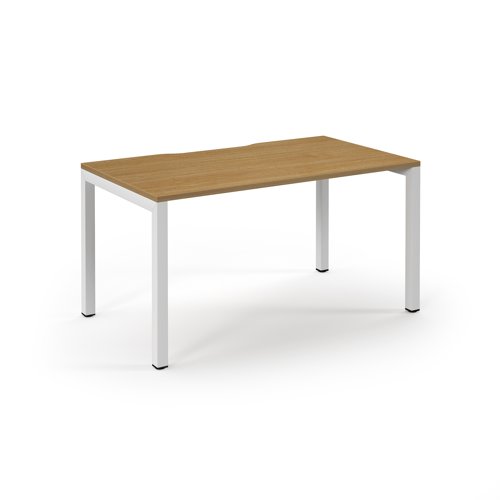 Connex 2 Scalloped Single Desk 1400x800mm White Frame/Oak Top SCO148-WH-O Connex 2 Scalloped Single Desk 1400x800mm White Frame/Oak Top SCO148-WH-O