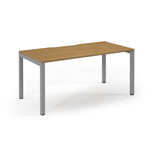 Connex 2 Scalloped Single Desk 1600x800mm Silver Frame/Oak Top SCO168-S-O Connex 2 Scalloped Single Desk 1600x800mm Silver Frame/Oak Top SCO168-S-O
