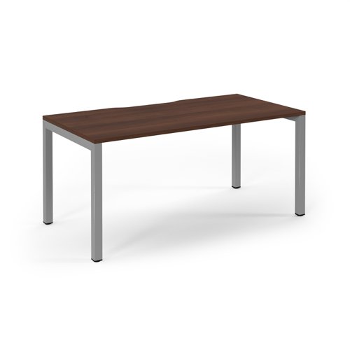 Connex 2 Scalloped Single Desk 1600x800mm Silver Frame/Walnut Top SCO168-S-W Connex 2 Scalloped Single Desk 1600x800mm Silver Frame/Walnut Top SCO168-S-W