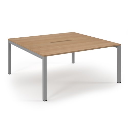 Connex 2 Scalloped Back-to-Back Desk 1600x1600mm Silver Frame/Beech Top SCO1616-S-B Connex 2 Scalloped Back-to-Back Desk 1600x1600mm Silver Frame/Beech Top SCO1616-S-B