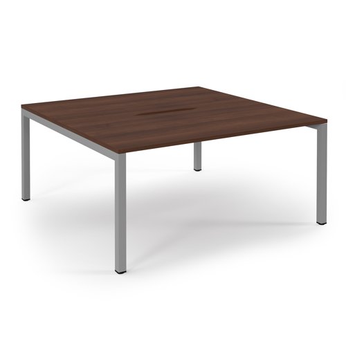 Connex 2 Scalloped Back-to-Back Desk 1600x1600mm Silver Frame/Walnut Top SCO1616-S-W Connex 2 Scalloped Back-to-Back Desk 1600x1600mm Silver Frame/Walnut Top SCO1616-S-W
