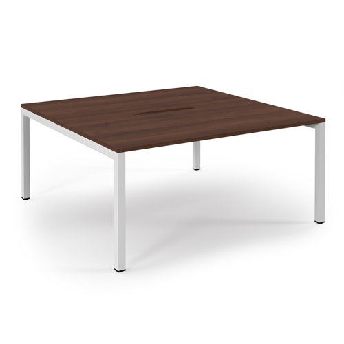 Connex 2 Scalloped Back-to-Back Desk 1600x1600mm White Frame/Walnut Top SCO1616-WH-W Connex 2 Scalloped Back-to-Back Desk 1600x1600mm White Frame/Walnut Top SCO1616-WH-W