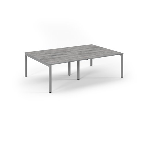 Connex 2 Scalloped Double Back-to-Back Desk 2400x1600mm Silver Frame/Grey Oak Top SCO2416-S-GO Connex 2 Scalloped Double Back-to-Back Desk 2400x1600mm Silver Frame/Grey Oak Top SCO2416-S-GO