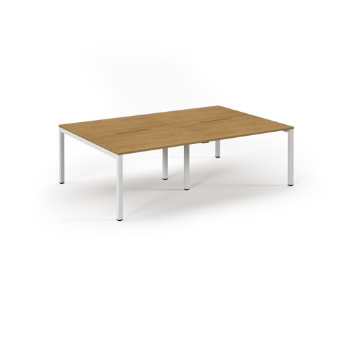 Connex 2 Scalloped Double Back-to-Back Desk 2400x1600mm White Frame/Oak Top SCO2416-WH-O Connex 2 Scalloped Double Back-to-Back Desk 2400x1600mm White Frame/Oak Top SCO2416-WH-O