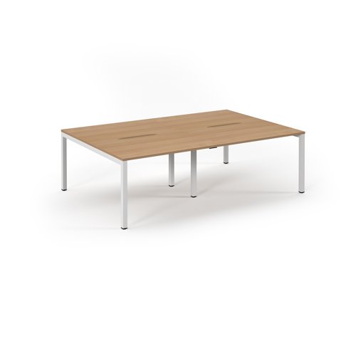 Connex 2 Scalloped Double Back-to-Back Desk 2400x1600mm White Frame/Beech Top SCO2416-WH-B Connex 2 Scalloped Double Back-to-Back Desk 2400x1600mm White Frame/Beech Top SCO2416-WH-B
