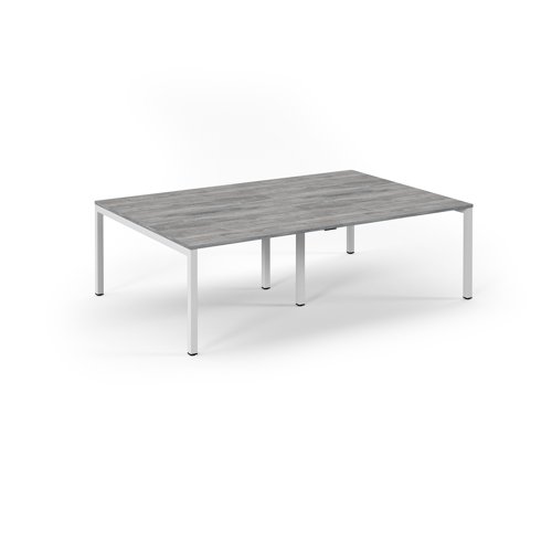 Connex 2 Scalloped Double Back-to-Back Desk 2400x1600mm White Frame/Grey Oak Top SCO2416-WH-GO Connex 2 Scalloped Double Back-to-Back Desk 2400x1600mm White Frame/Grey Oak Top SCO2416-WH-GO
