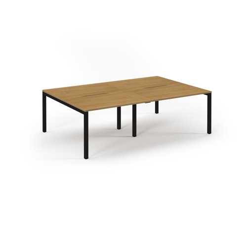 Connex 2 Scalloped Double Back-to-Back Desk 2400x1600mm Black Frame/Oak Top SCO2416-K-O Connex 2 Scalloped Double Back-to-Back Desk 2400x1600mm Black Frame/Oak Top SCO2416-K-O