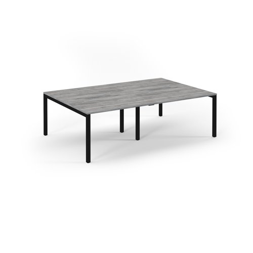 Connex 2 Scalloped Double Back-to-Back Desk 2400x1600mm Black Frame/Grey Oak Top SCO2416-K-GO Connex 2 Scalloped Double Back-to-Back Desk 2400x1600mm Black Frame/Grey Oak Top SCO2416-K-GO