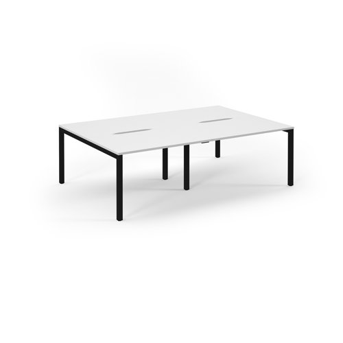 Connex 2 Scalloped Double Back-to-Back Desk 2400x1600mm Black Frame/White Top SCO2416-K-WH Connex 2 Scalloped Double Back-to-Back Desk 2400x1600mm Black Frame/White Top SCO2416-K-WH