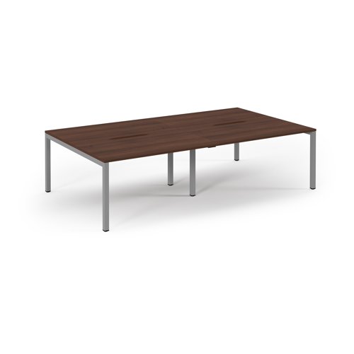 Connex 2 Scalloped Double Back-to-Back Desk 2800x1600mm Silver Frame/Walnut Top SCO2816-S-W Connex 2 Scalloped Double Back-to-Back Desk 2800x1600mm Silver Frame/Walnut Top SCO2816-S-W