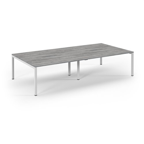 Connex 2 Scalloped Double Back-to-Back Desk 3200x1600mm White Frame/Grey Oak Top SCO3216-WH-GO Connex 2 Scalloped Double Back-to-Back Desk 3200x1600mm White Frame/Grey Oak Top SCO3216-WH-GO