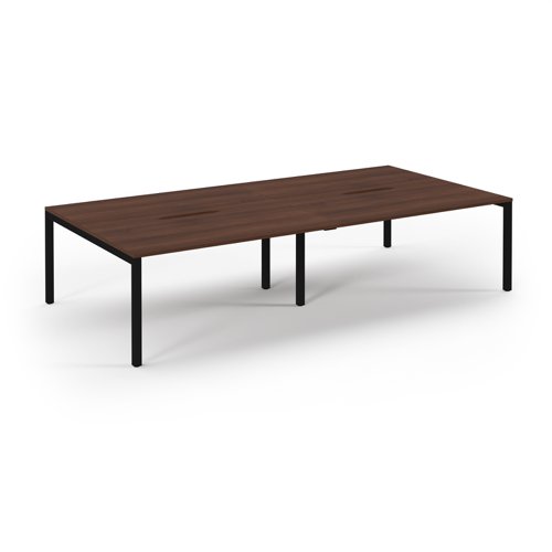 Connex 2 Scalloped Double Back-to-Back Desk 3200x1600mm Black Frame/Walnut Top SCO3216-K-W Connex 2 Scalloped Double Back-to-Back Desk 3200x1600mm Black Frame/Walnut Top SCO3216-K-W