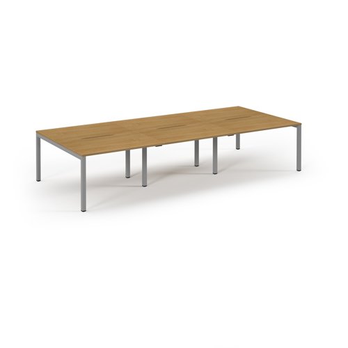 Connex 2 Scalloped Triple Back-to-Back Desk 3600x1600mm Silver Frame/Oak Top SCO3616-S-O Connex 2 Scalloped Triple Back-to-Back Desk 3600x1600mm Silver Frame/Oak Top SCO3616-S-O