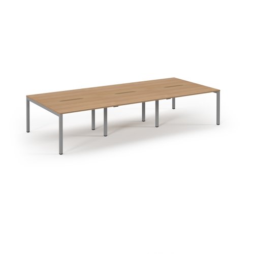 Connex 2 Scalloped Triple Back-to-Back Desk 3600x1600mm Silver Frame/Beech Top SCO3616-S-B Connex 2 Scalloped Triple Back-to-Back Desk 3600x1600mm Silver Frame/Beech Top SCO3616-S-B