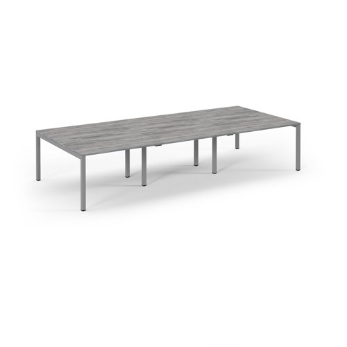 Connex 2 Scalloped Triple Back-to-Back Desk 3600x1600mm Silver Frame/Grey Oak Top SCO3616-S-GO Connex 2 Scalloped Triple Back-to-Back Desk 3600x1600mm Silver Frame/Grey Oak Top SCO3616-S-GO