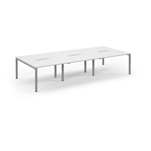 Connex 2 Scalloped Triple Back-to-Back Desk 3600x1600mm Silver Frame/White Top SCO3616-S-WH Connex 2 Scalloped Triple Back-to-Back Desk 3600x1600mm Silver Frame/White Top SCO3616-S-WH