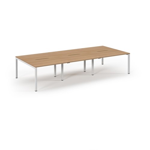 Connex 2 Scalloped Triple Back-to-Back Desk 3600x1600mm White Frame/Beech Top SCO3616-WH-B Connex 2 Scalloped Triple Back-to-Back Desk 3600x1600mm White Frame/Beech Top SCO3616-WH-B