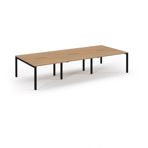 Connex 2 Scalloped Triple Back-to-Back Desk 3600x1600mm Black Frame/Beech Top SCO3616-K-B Connex 2 Scalloped Triple Back-to-Back Desk 3600x1600mm Black Frame/Beech Top SCO3616-K-B
