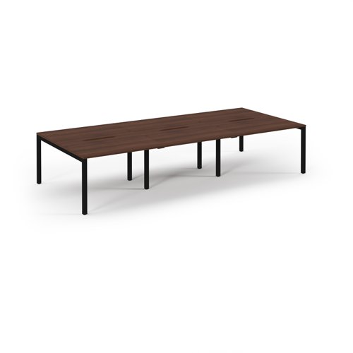 Connex 2 Scalloped Triple Back-to-Back Desk 3600x1600mm Black Frame/Walnut Top SCO3616-K-W Connex 2 Scalloped Triple Back-to-Back Desk 3600x1600mm Black Frame/Walnut Top SCO3616-K-W